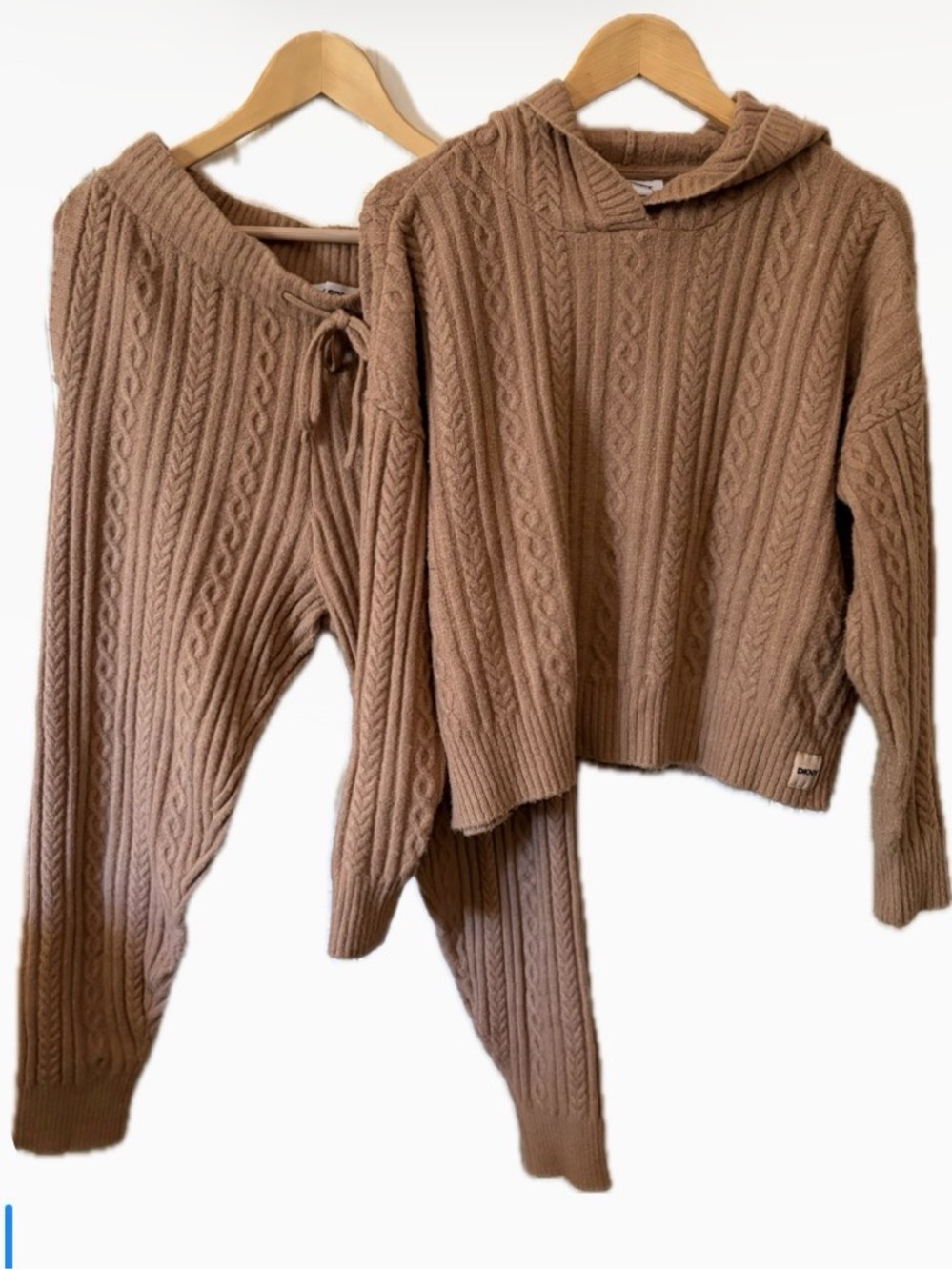 DKNY Sport Cable Knit Hoodie Jogger Set L